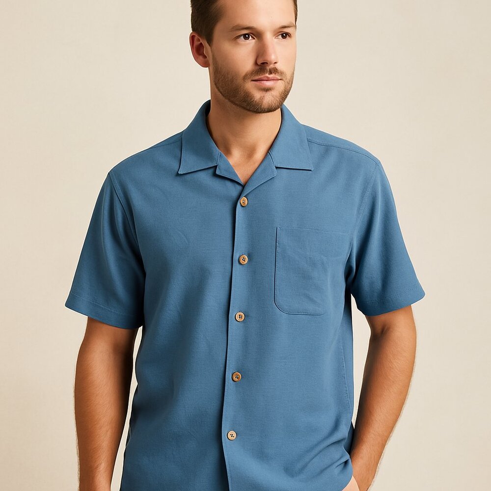 Tommy Bahama Blue Silk Button-Up Shirt - Size Large